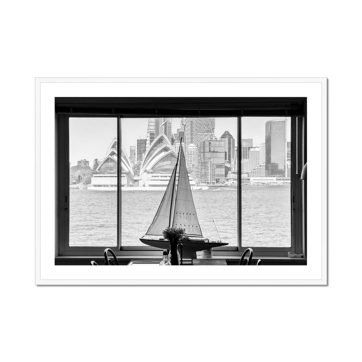 Seek & Ramble Framed 40"x28" / White Frame Boat View Framed & Mounted Print