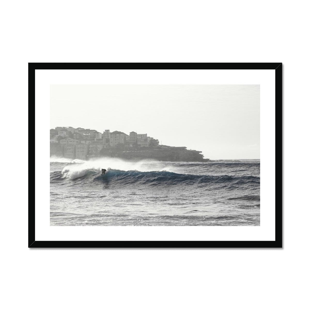 Seek & Ramble Framed 28"x20" / Black Frame Bondi Beach Surfer Framed Print