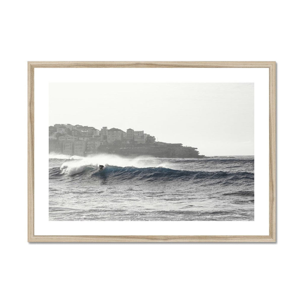 SeekandRamble Framed 28"x20" / Natural Frame Bondi Beach Surfer Framed Print
