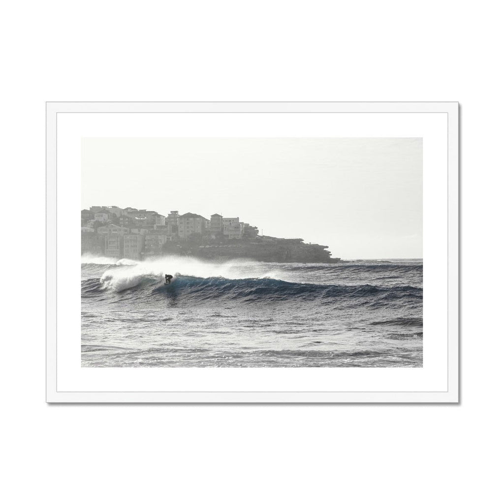 SeekandRamble Framed 28"x20" / White Frame Bondi Beach Surfer Framed Print