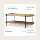Seek & Ramble Coffee Tables Cleo 120cm Rectangle Coffee Table Natural Ash & Black