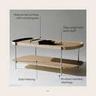 Seek & Ramble Coffee Tables Cleo 120cm Rectangle Coffee Table Natural Ash & Brushed Stainless Steel