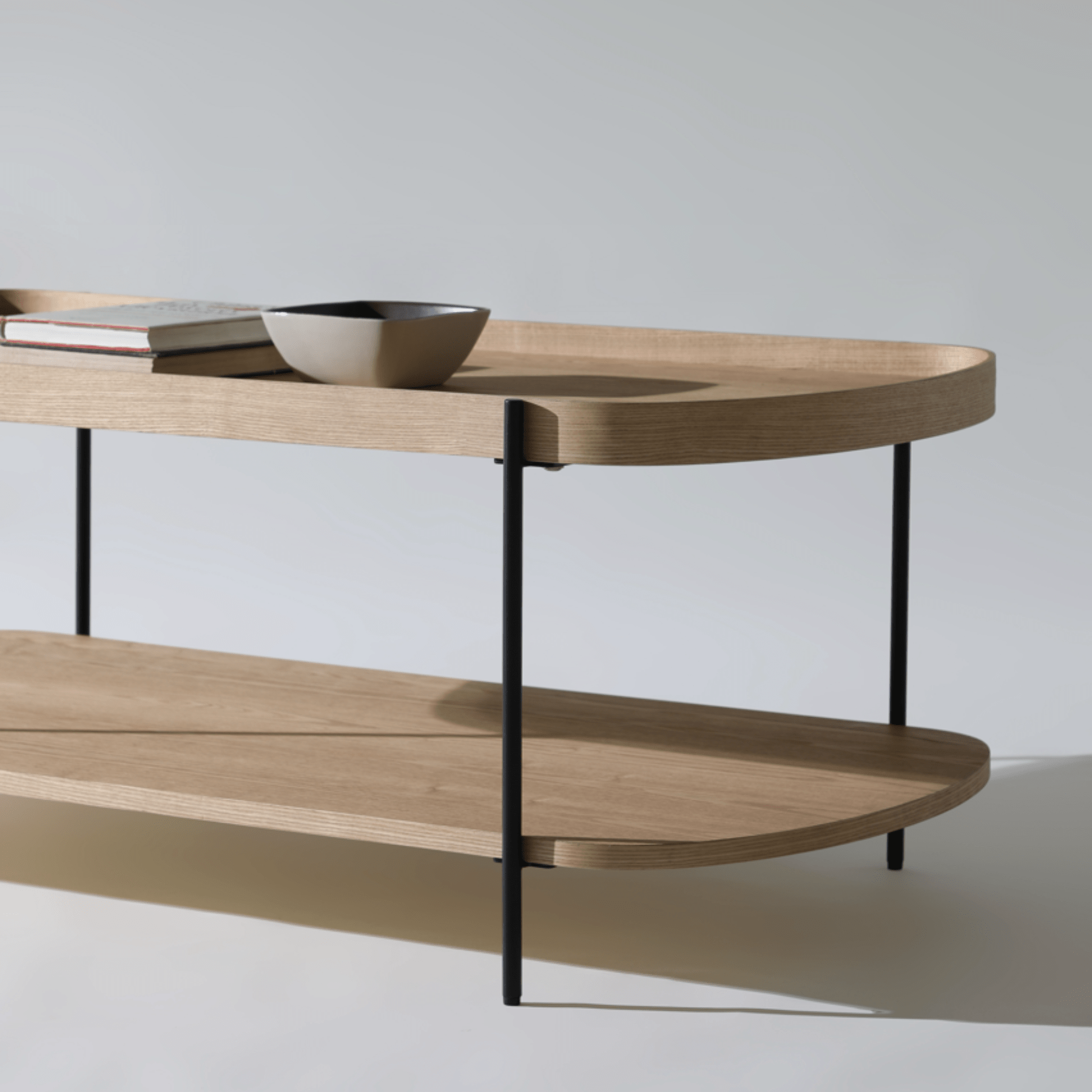 Seek & Ramble Coffee Tables Cleo 120cm Rectangle Coffee Table Natural Ash With Storage Shelf