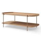 Seek & Ramble Coffee Tables Gold Frame Cleo 120cm Rectangle Coffee Table Natural Ash With Storage Shelf