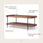 Seek & Ramble Coffee Tables Cleo 120cm Rectangle Coffee Table Walnut & Black
