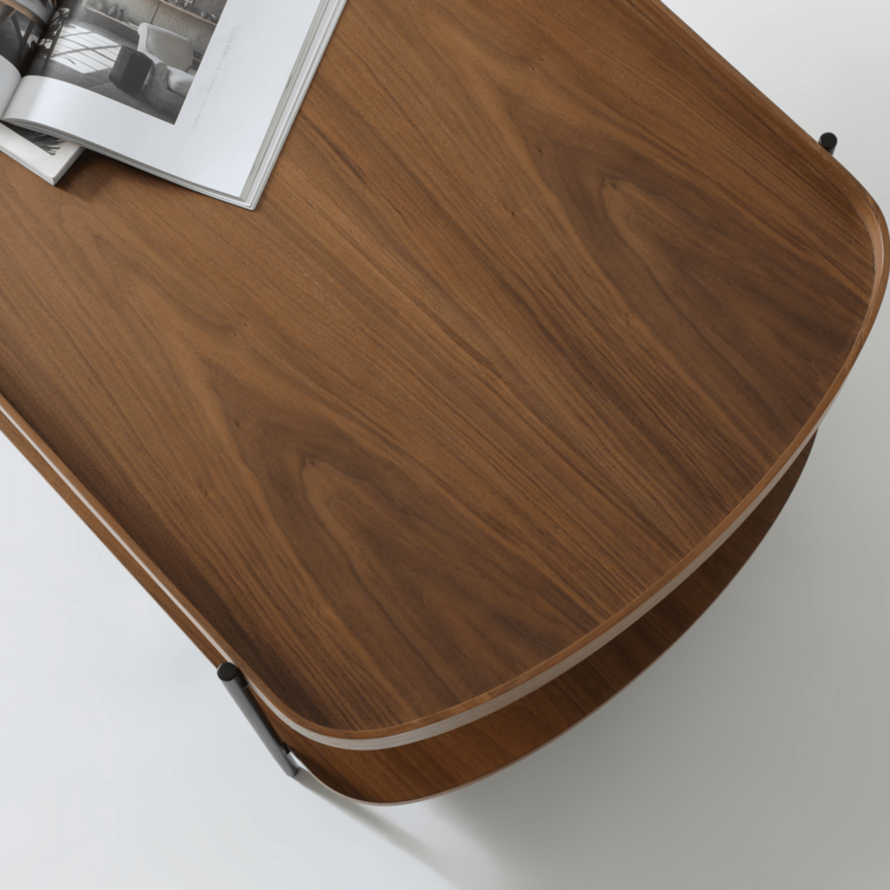 Seek & Ramble Coffee Tables Cleo 120cm Rectangle Coffee Table Walnut With Storage Shelf Gold or Black Leg