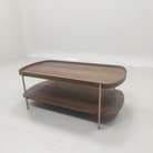 Seek & Ramble Coffee Tables Cleo 120cm Rectangle Coffee Table Walnut With Storage Shelf Gold or Black Leg