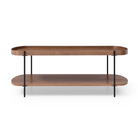 Seek & Ramble Coffee Tables Cleo 120cm Rectangle Coffee Table Walnut With Storage Shelf Gold or Black Leg