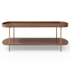 Seek & Ramble Coffee Tables Cleo 120cm Rectangle Coffee Table Walnut With Storage Shelf Gold or Black Leg