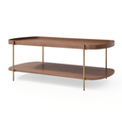 Seek & Ramble Coffee Tables Gold Frame Cleo 120cm Rectangle Coffee Table Walnut With Storage Shelf Gold or Black Leg