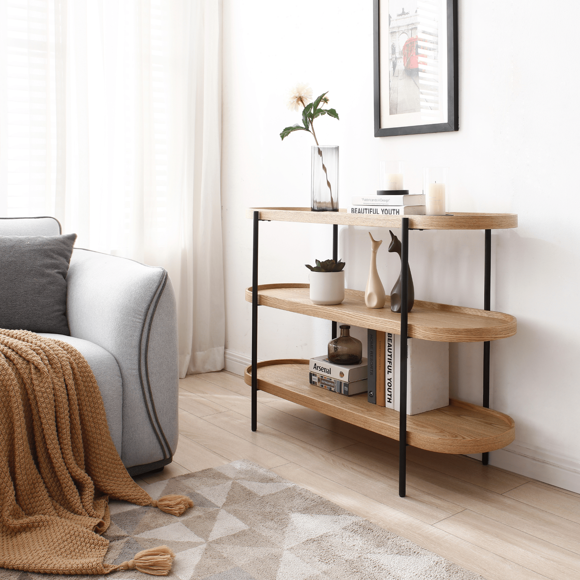 Seek & Ramble Shelving Cleo 3 Tier Shelf Bookcase/Console Ash