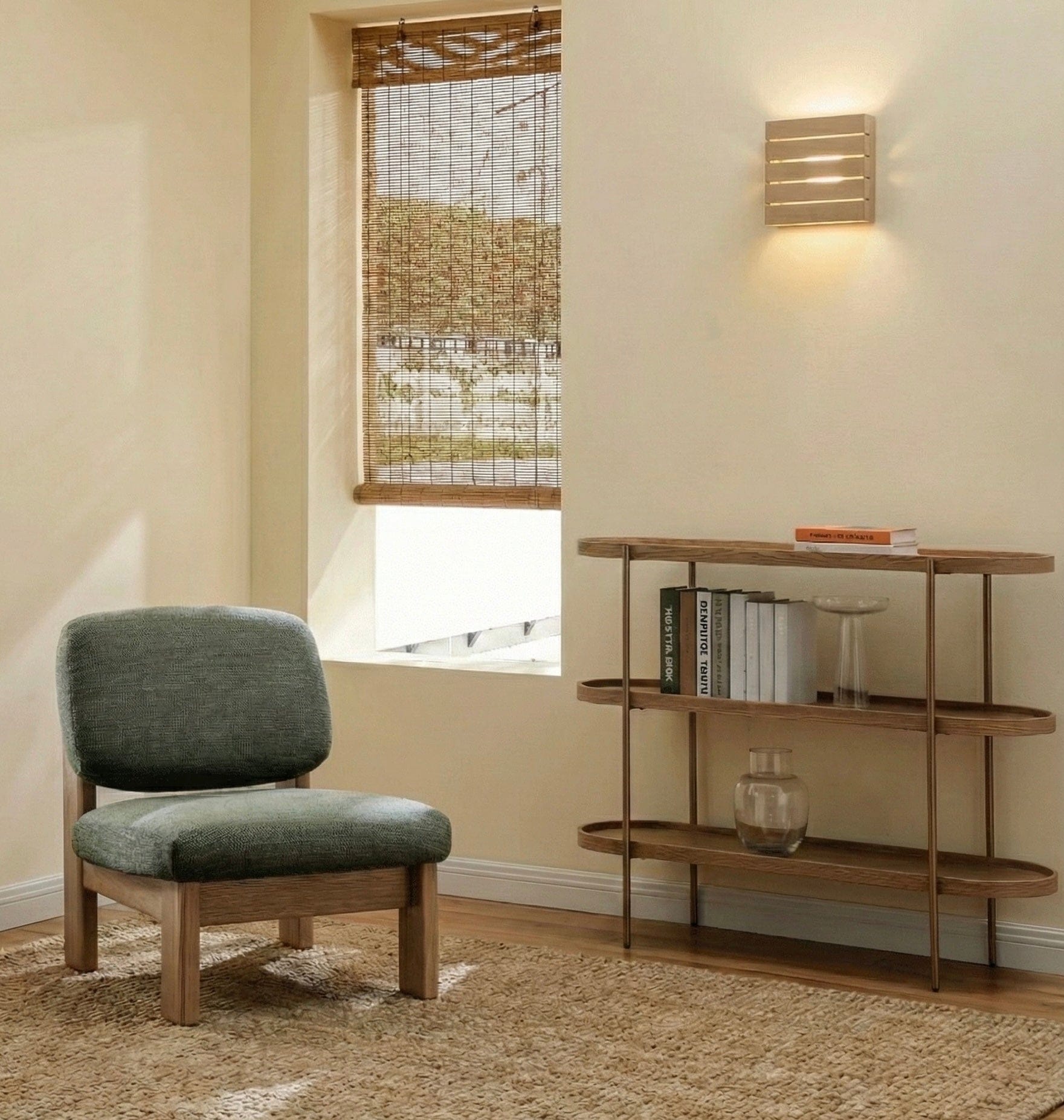 Seek & Ramble Shelving Cleo 3 Tier Shelf 120cm x 80cm Bookcase/Console Ash Gold Frame