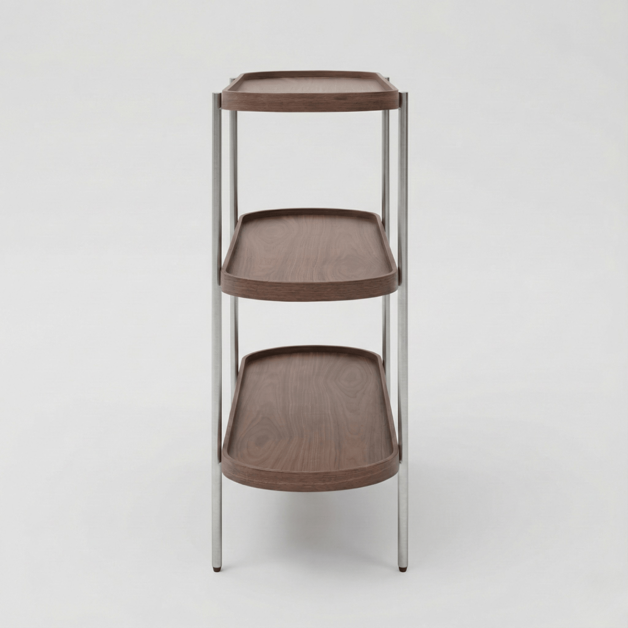 Seek & Ramble Shelving Cleo 3 Tier Shelf 120cm x 80cm Bookcase/Console Walnut & Brushed Steel Frame