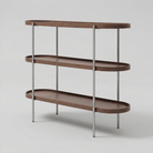Seek & Ramble Shelving Cleo 3 Tier Shelf 120cm x 80cm Bookcase/Console Walnut & Brushed Steel Frame
