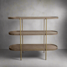 Seek & Ramble Shelving Cleo 3 Tier Shelf 120cm x 80cm Bookcase/Console Walnut Gold Frame