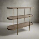 Seek & Ramble Shelving Cleo 3 Tier Shelf 120cm x 80cm Bookcase/Console Walnut Gold Frame