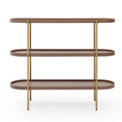 Seek & Ramble Shelving Cleo 3 Tier Shelf 120cm x 80cm Bookcase/Console Walnut Gold Frame