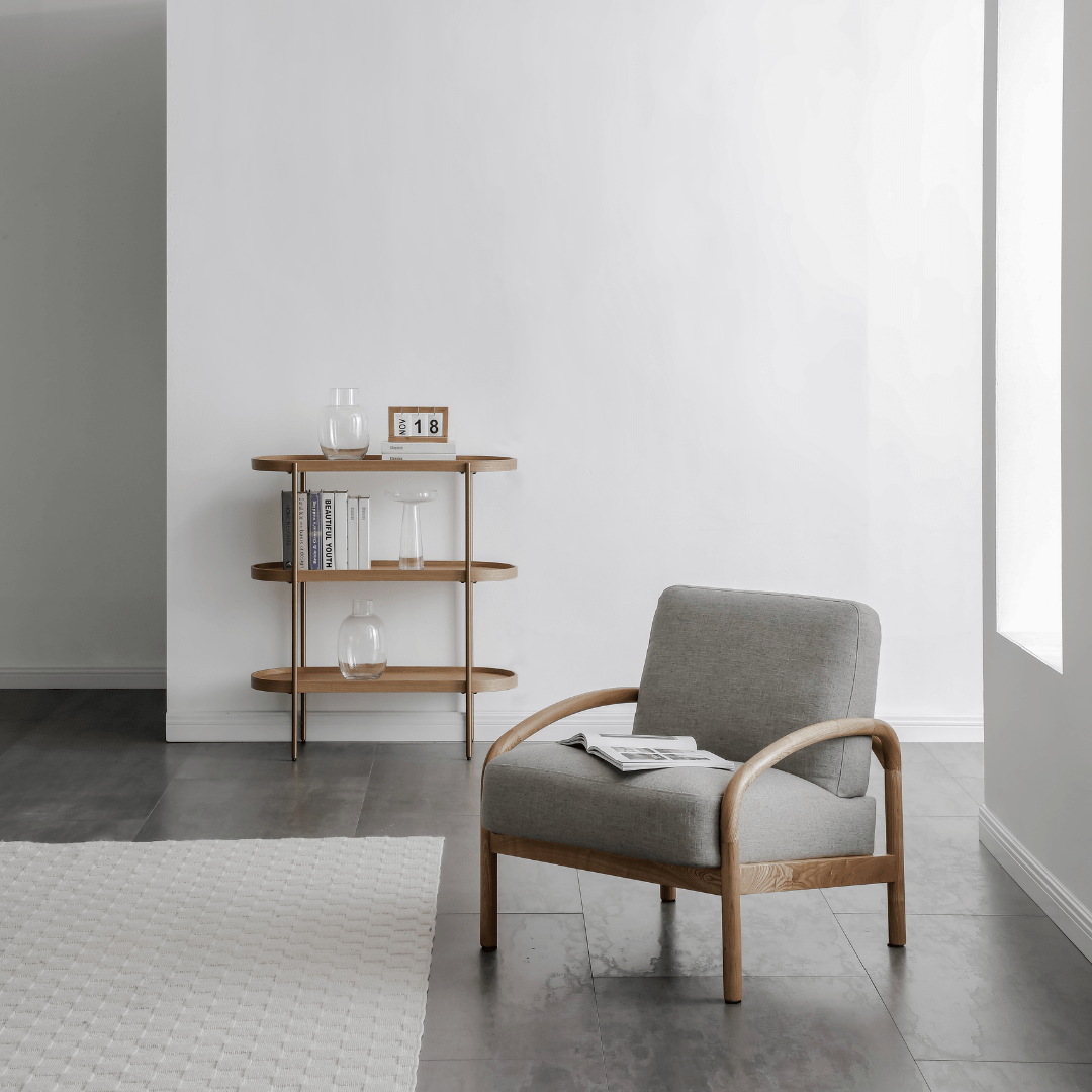 Seek & Ramble Shelving Cleo 3 Tier Shelf 90cm x 80cm Bookcase/Console Natural Ash Black or Gold Frame