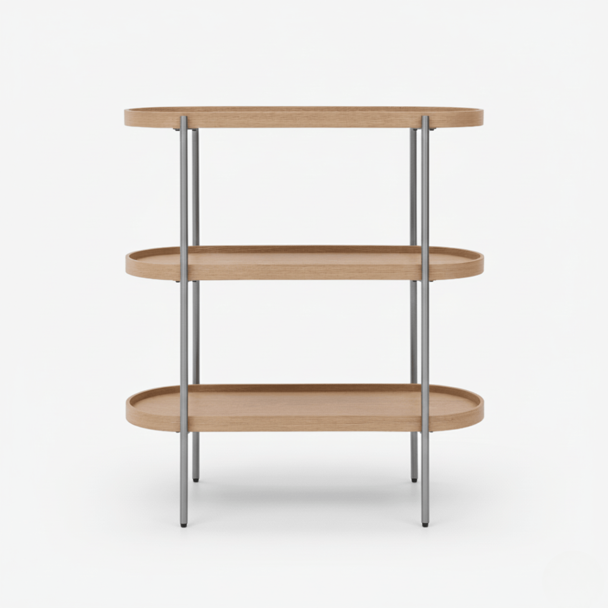 Seek & Ramble Shelving Cleo 3 Tier Shelf 90cm x 80cm Bookcase/Console Natural Ash & Brushed Steel