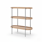 Seek & Ramble Shelving Cleo 3 Tier Shelf 90cm x 80cm Bookcase/Console Natural Ash & Brushed Steel