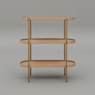 Seek & Ramble Shelving Cleo 3 Tier Shelf 90cm x 80cm Bookcase/Console Natural Ash & Gold