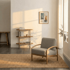 Seek & Ramble Shelving Cleo 3 Tier Shelf 90cm x 80cm Bookcase/Console Natural Ash & Gold