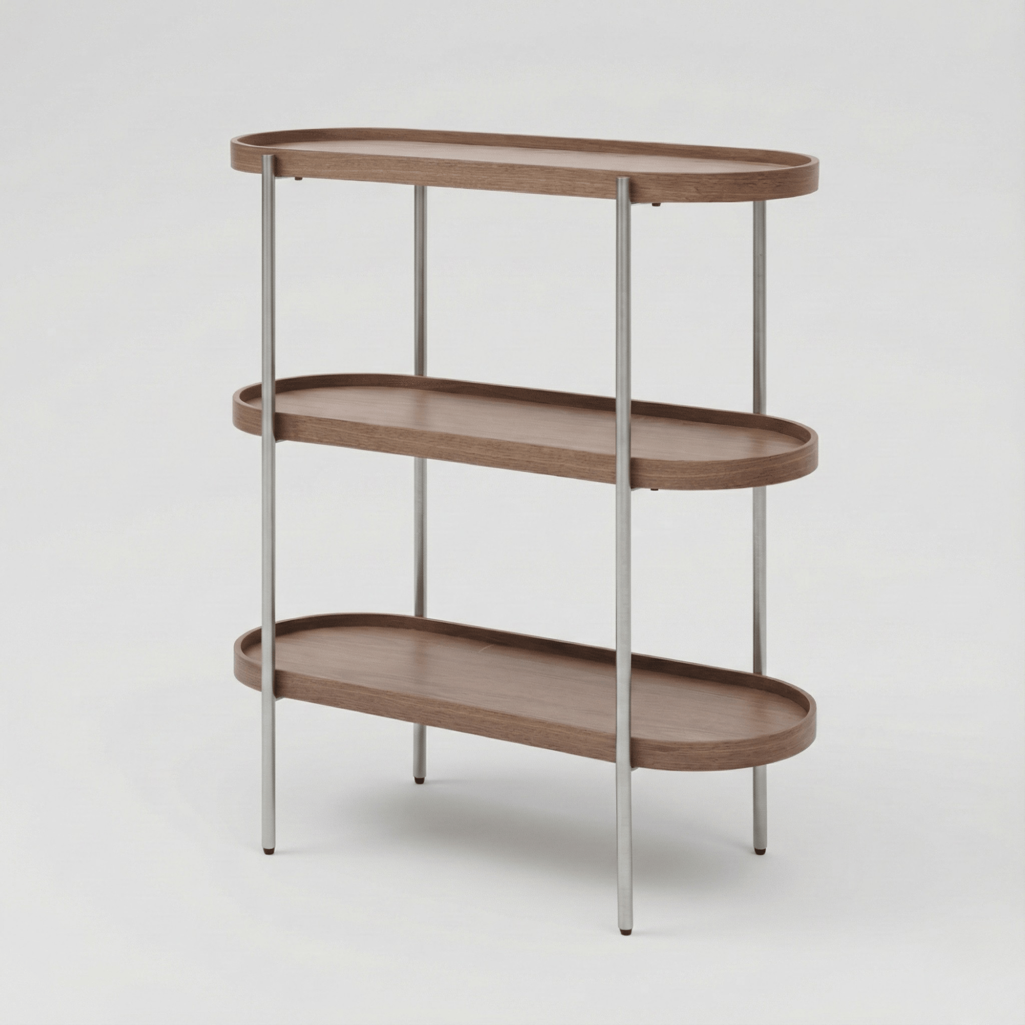Seek & Ramble Shelving Cleo 3 Tier Shelf 90cm x 80cm Bookcase/Console Walnut & Brushed Steel Frame