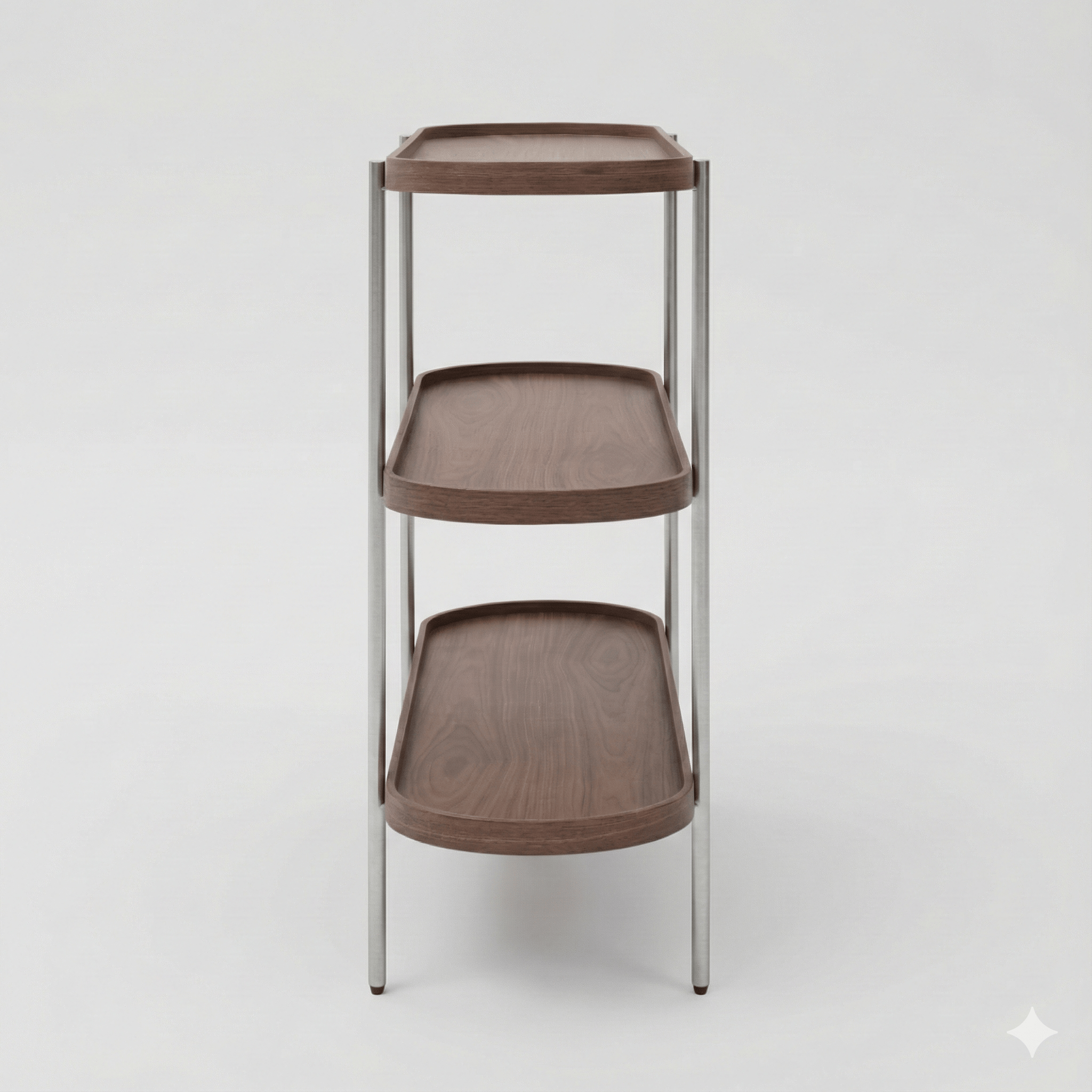 Seek & Ramble Shelving Cleo 3 Tier Shelf 90cm x 80cm Bookcase/Console Walnut & Brushed Steel Frame