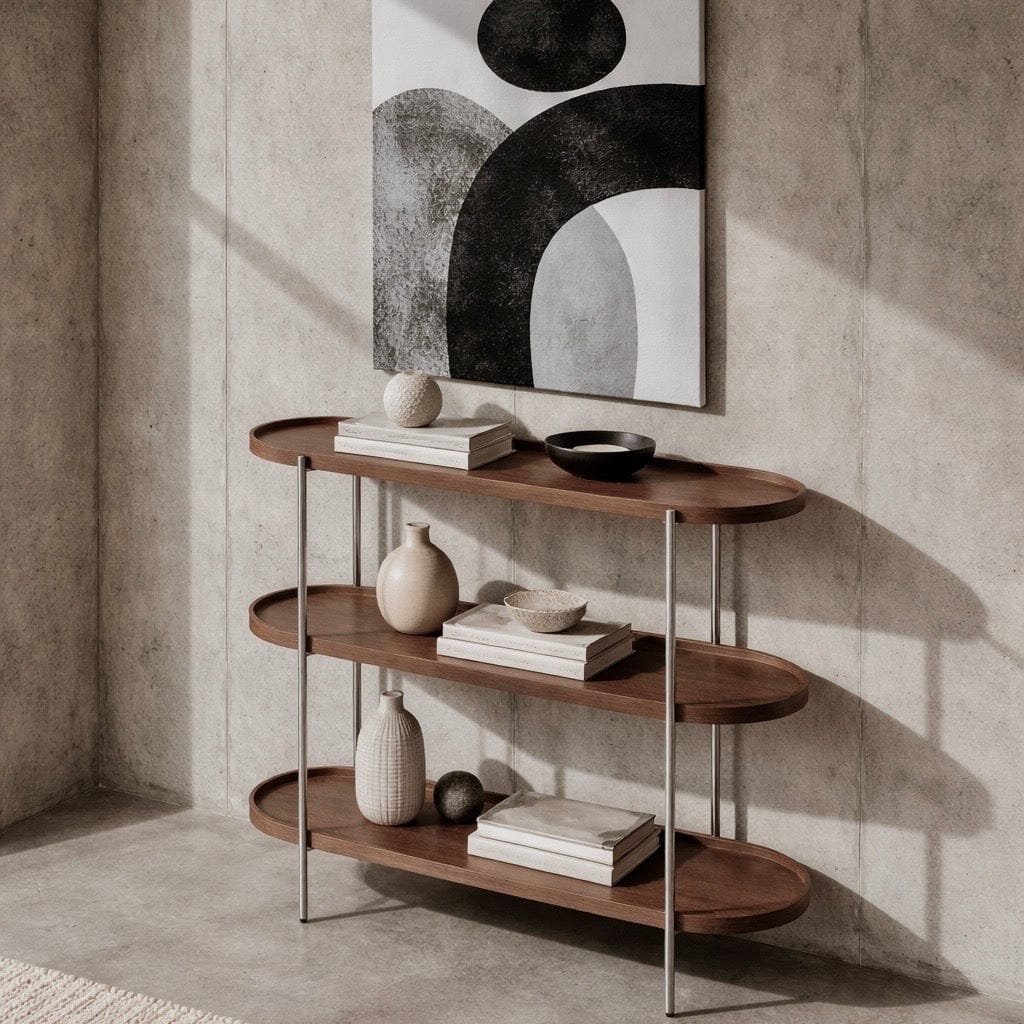 Cleo Walnut 3-Tier Bookcase 20cm x 98cm | Seek & Ramble Australia