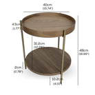 Seek & Ramble Side Tables Cleo 40cm Round Side Table Gold Legs With Storage Shelf Walnut