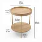 Seek & Ramble Side Tables Cleo 40cm Round Side Table With Storage Shelf Ash Gold Legs