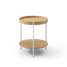 Seek & Ramble Side Tables Cleo 40cm Round Side Table With Storage Shelf Ash White Legs