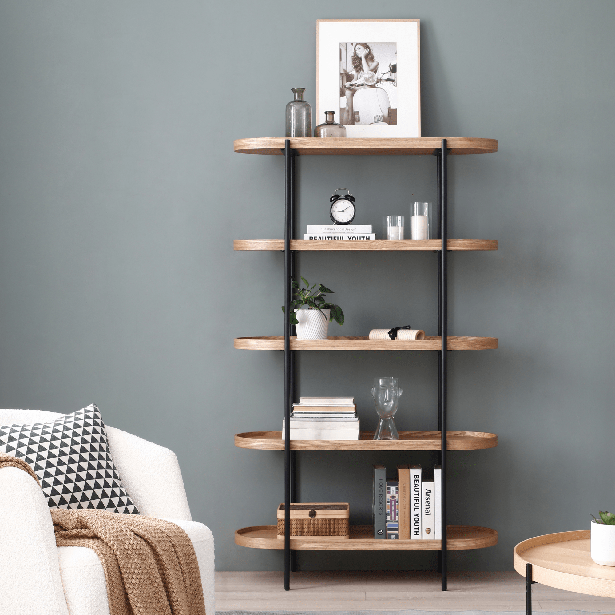 Seek & Ramble Shelving Cleo 5 Tier Shelf Bookcase Ash