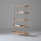 Seek & Ramble Shelving Cleo 5 Tier Shelf 165cm x 100cm Bookcase Natural Ash Brushed Stainless Steel
