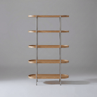 Seek & Ramble Shelving Cleo 5 Tier Shelf 165cm x 100cm Bookcase Natural Ash Brushed Stainless Steel