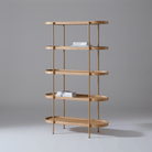 Seek & Ramble Shelving Cleo 5 Tier Shelf 165cm x 100cm Bookcase Natural Ash & Gold Frame