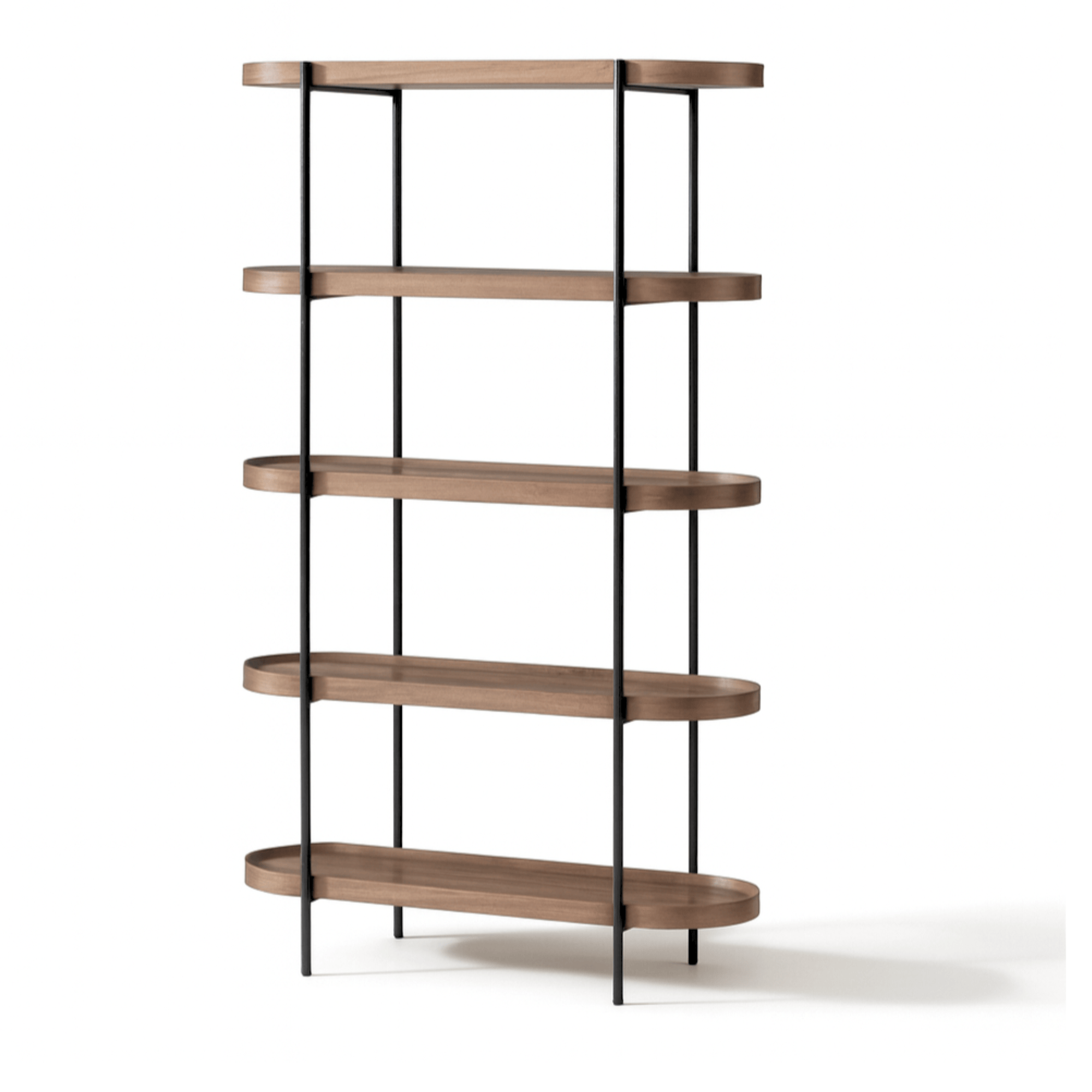 Seek & Ramble Shelving Cleo 5 Tier Shelf 165cm x 100cm Bookcase Walnut & Black Frame