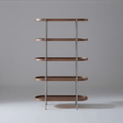 Seek & Ramble Shelving Cleo 5 Tier Shelf 165cm x 100cm Bookcase Walnut & Brushed Steel Frame