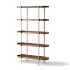 Seek & Ramble Shelving Cleo 5 Tier Shelf 165cm x 100cm Bookcase Walnut & Gold Frame