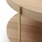 Seek & Ramble Coffee Tables Cleo 90cm Round Coffee Table Ash With Storage Shelf Gold Legs