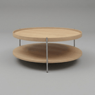 Seek & Ramble Coffee Tables Cleo 90cm Round Coffee Table Natural Ash & Brushed Stainless Steel Legs