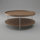 Seek & Ramble Coffee Tables Cleo 90cm Round Coffee Table Walnut & Brushed Stainless Steel Legs