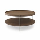 Seek & Ramble Coffee Tables Cleo 90cm Round Coffee Table Walnut & Brushed Stainless Steel Legs