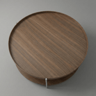 Seek & Ramble Coffee Tables Cleo 90cm Round Coffee Table Walnut & Brushed Stainless Steel Legs