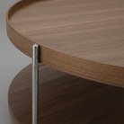 Seek & Ramble Coffee Tables Cleo 90cm Round Coffee Table Walnut & Brushed Stainless Steel Legs