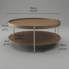 Seek & Ramble Coffee Tables Cleo 90cm Round Coffee Table Walnut & Brushed Stainless Steel Legs