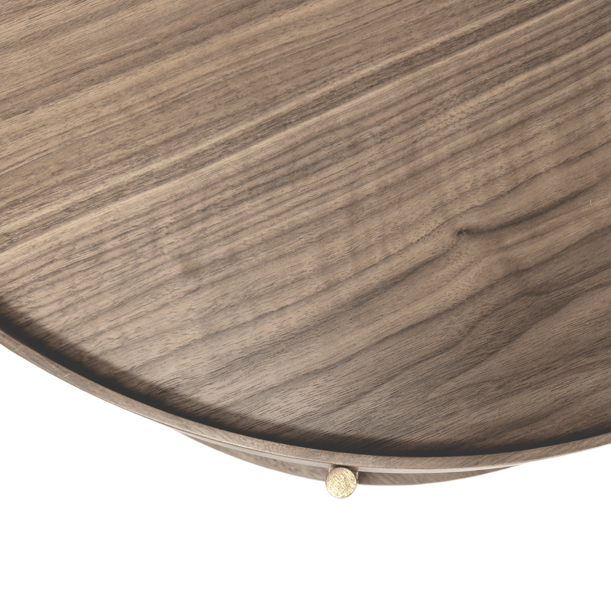 Seek & Ramble Coffee Tables Cleo 90cm Round Coffee Table Walnut & Gold Legs With Storage Shelf