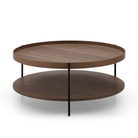 Seek & Ramble Bundles Set of 2 Round Coffee Table Walnut & Tray Top Side Table Bundle