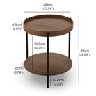 Seek & Ramble Bundles Cleo Set of 2 40cm Round Side Table With Storage Shelf Walnut Bundle