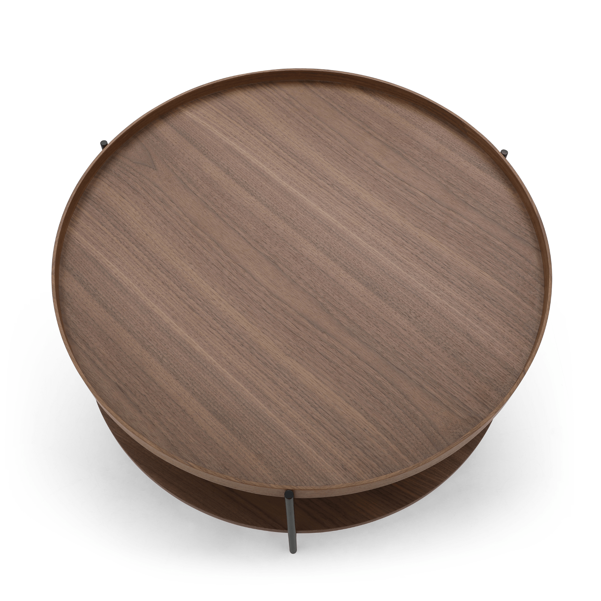 Seek & Ramble Bundles Cleo Set of 2 40cm Round Side Table With Storage Shelf Walnut Bundle